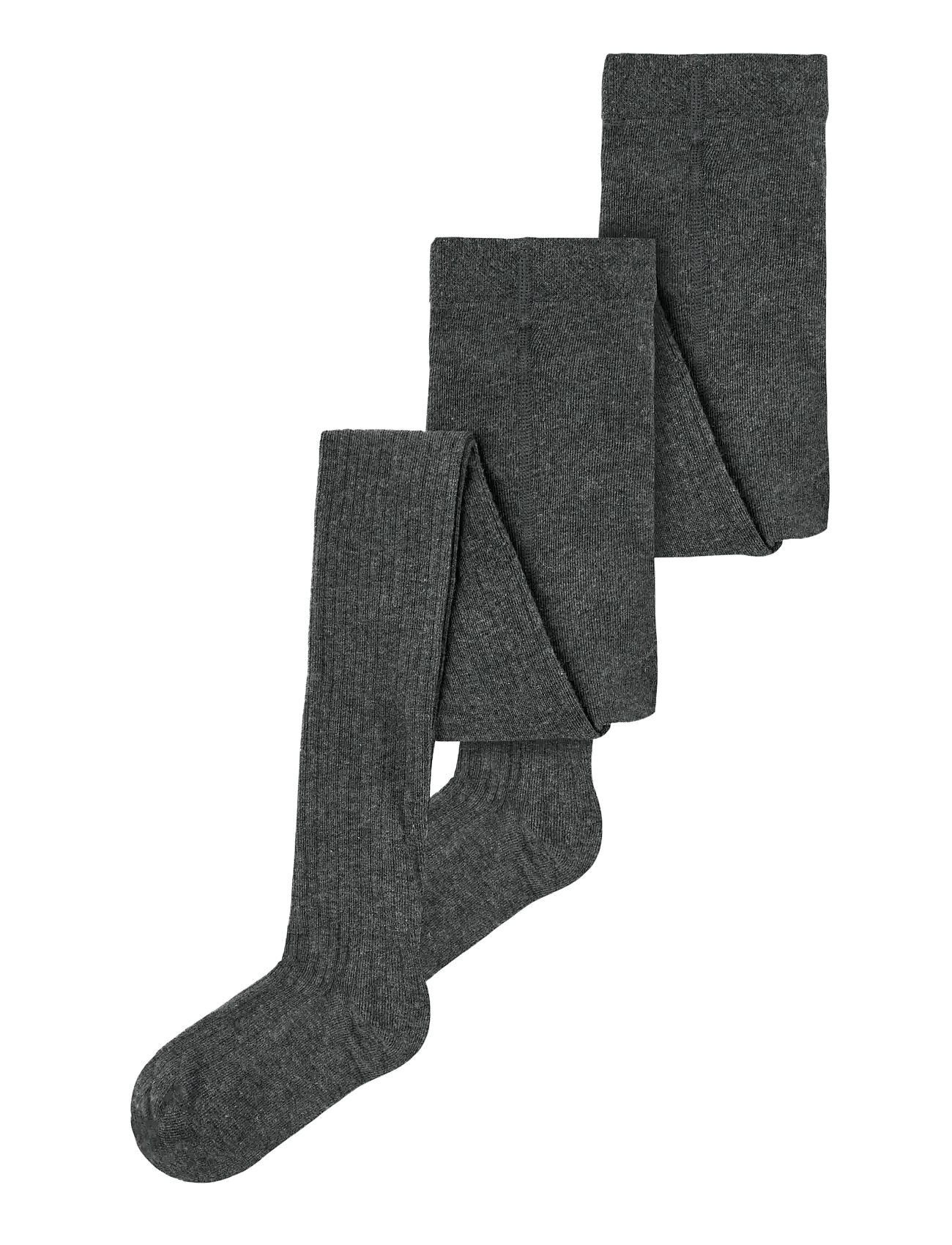 Dark Grey Melange Rib Strømpebukse 2-pakning Noos str. 122/128
