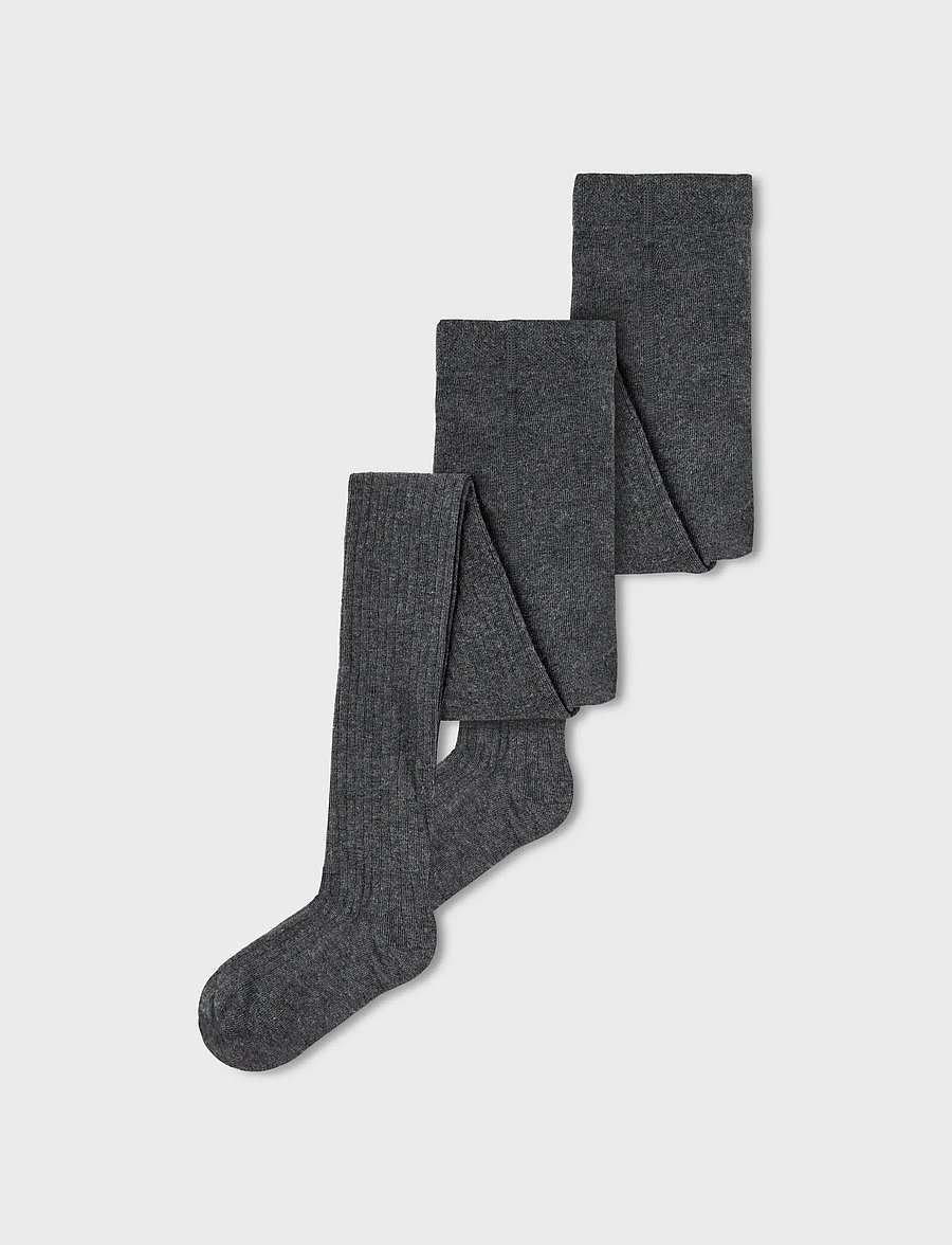 name it - NKNPANTYHOSE RIB 2P NOOS - strumpfhosen - dark grey melange - 3