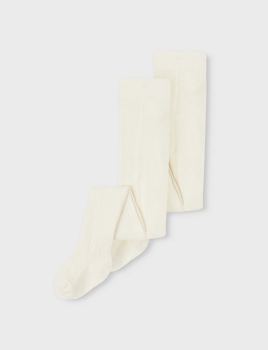 name it - NKNPANTYHOSE RIB 2P NOOS - sukkahousut - white alyssum - 3
