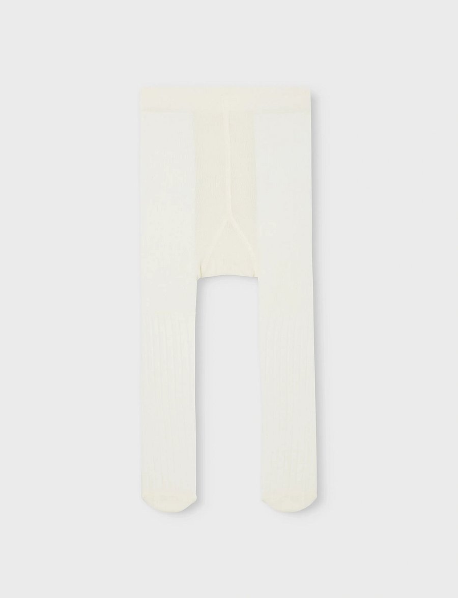 name it - NKNPANTYHOSE RIB 2P NOOS - sukkahousut - white alyssum - 4