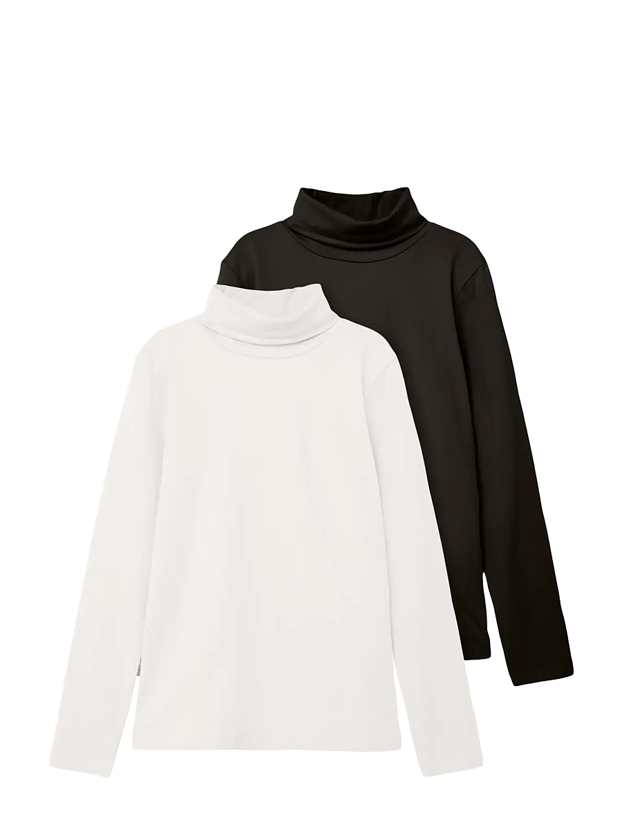 name it - NKNVIGGO 2P LS SLIM ROLLNECK O NOOS - langærmede t-shirts - white alyssum - 0