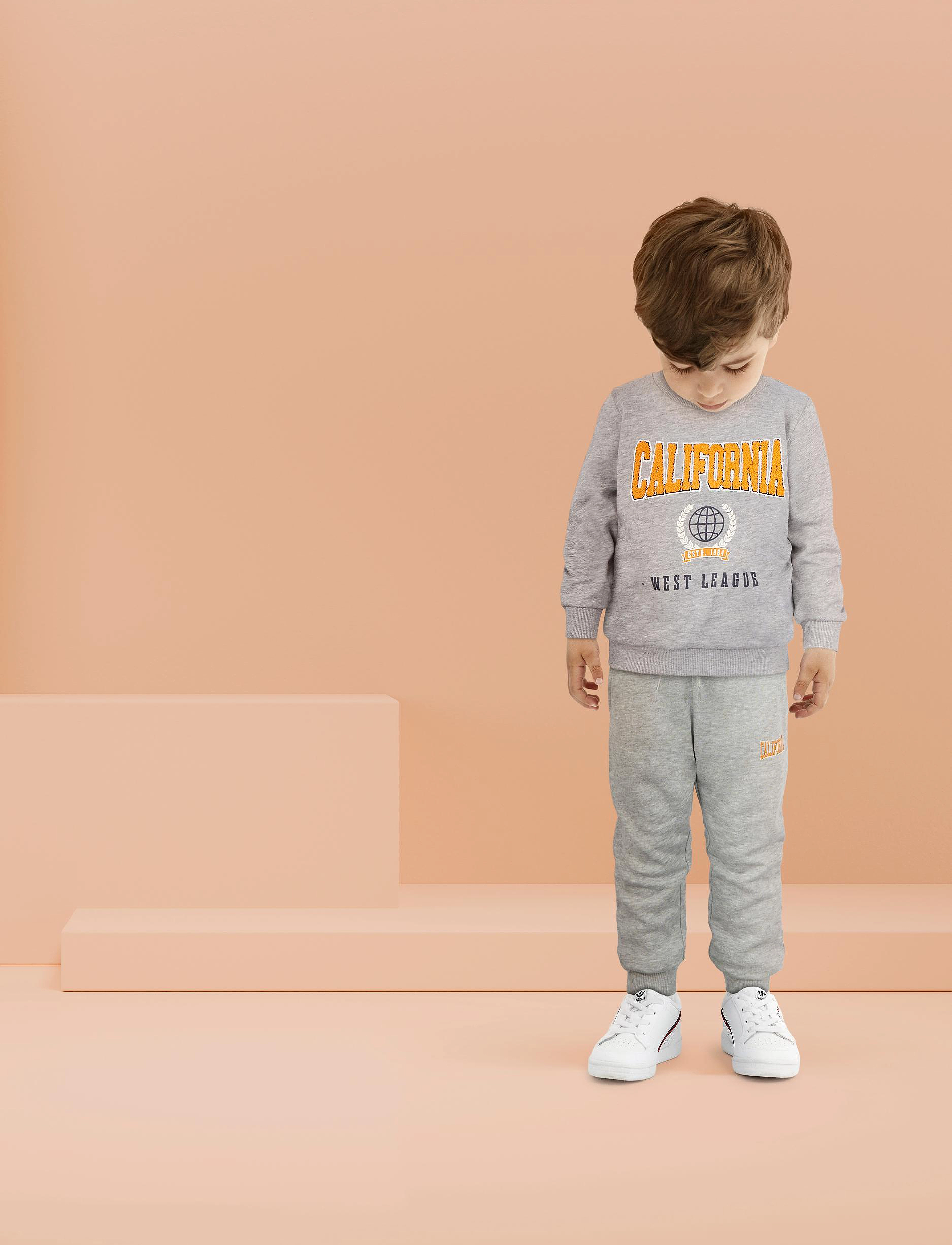 name it - NMMLAUGE SWE PANT BRU - grey melange - 4