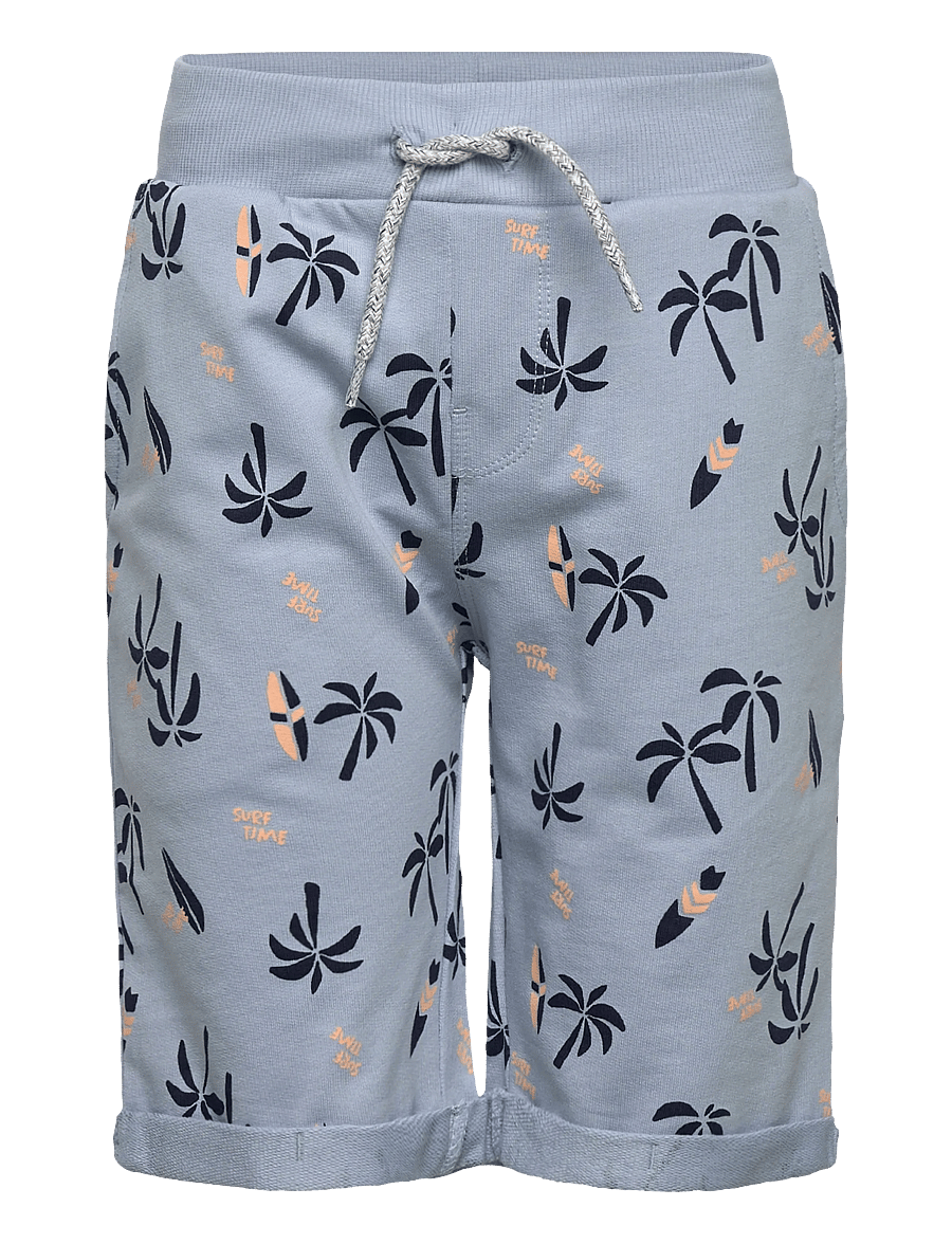 name it - NKMVERMO AOP LONG SWE SHORTS UNB - sweatshorts - blue fog - 0