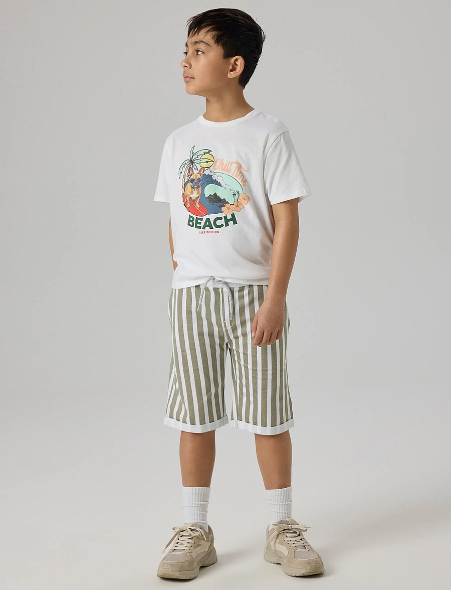 name it - NKMVERMO AOP LONG SWE SHORTS UNB - sweatshorts - bright white - 2