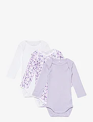 name it - NBFBODY 3P LS PURPLE FLOWER - long-sleeved - purple heather - 0