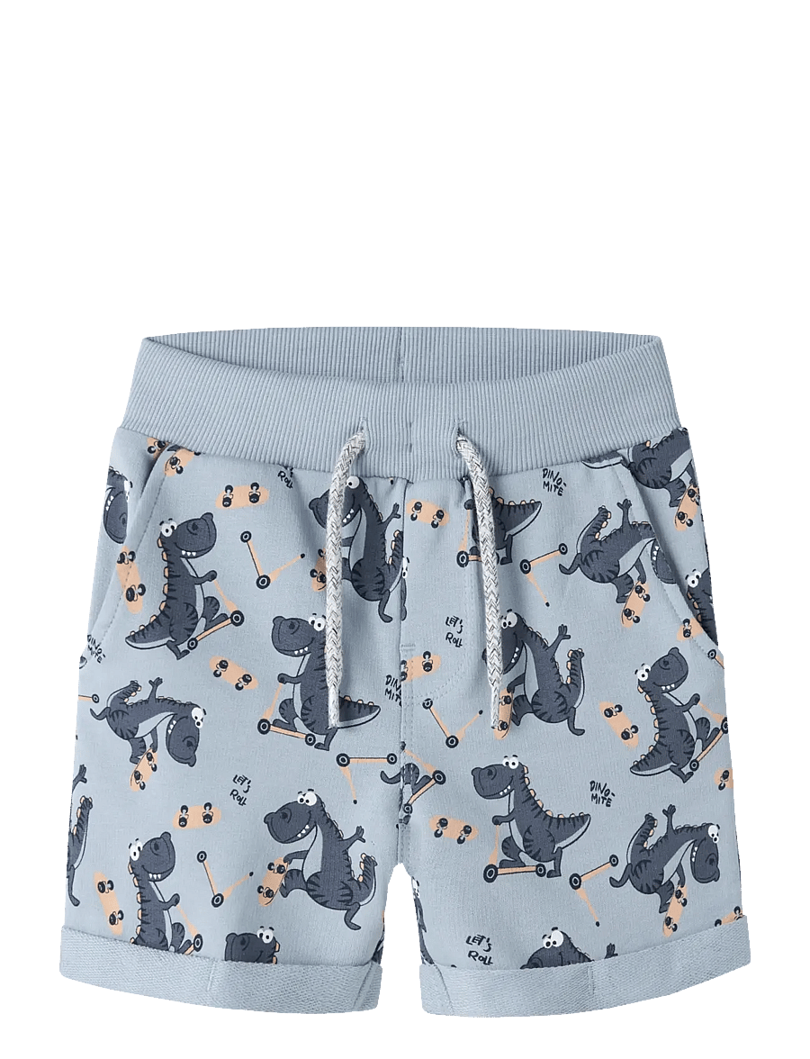 name it - NMMVERMO AOP LONG SWE SHORTS UNB - sweatshorts - blue fog - 0