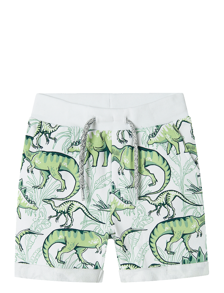 name it - NMMVERMO AOP LONG SWE SHORTS UNB - sweatshorts - bright white - 0