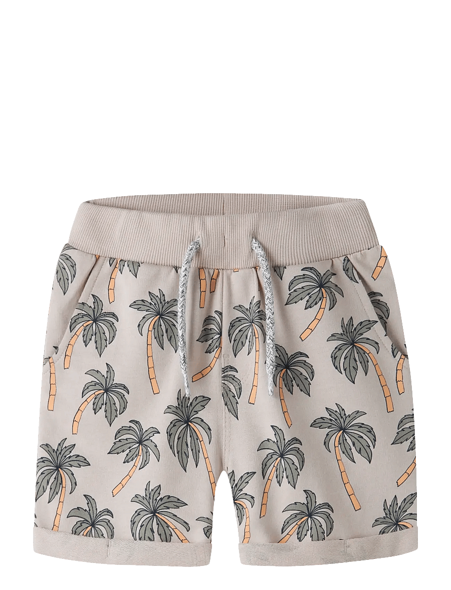 name it - NMMVERMO AOP LONG SWE SHORTS UNB - collegeshortsit - chateau gray - 0