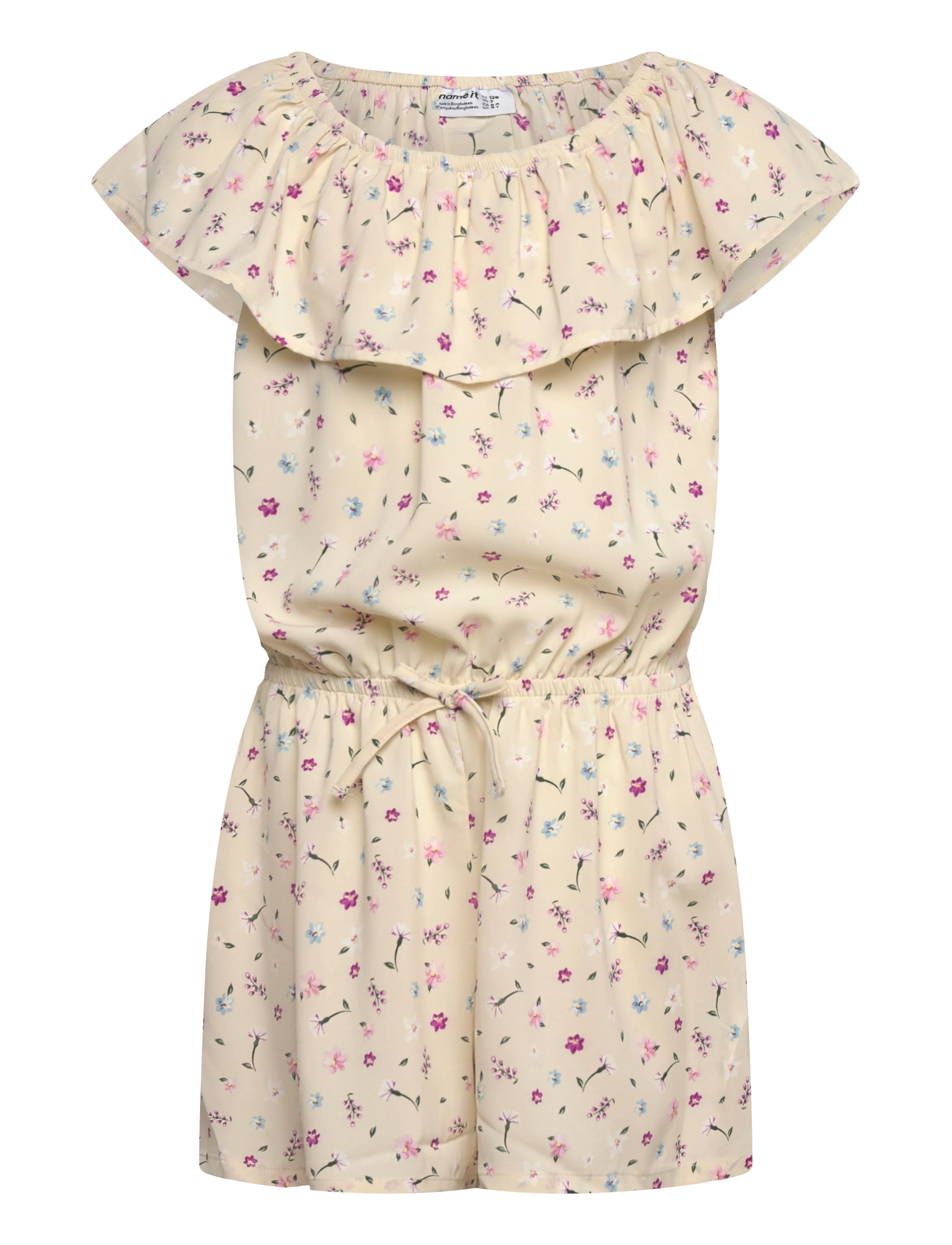 name it Nkfvinaya Ss Playsuit Fffff Noos, Børn, Flæse Playsuit, Cream, Str: 128