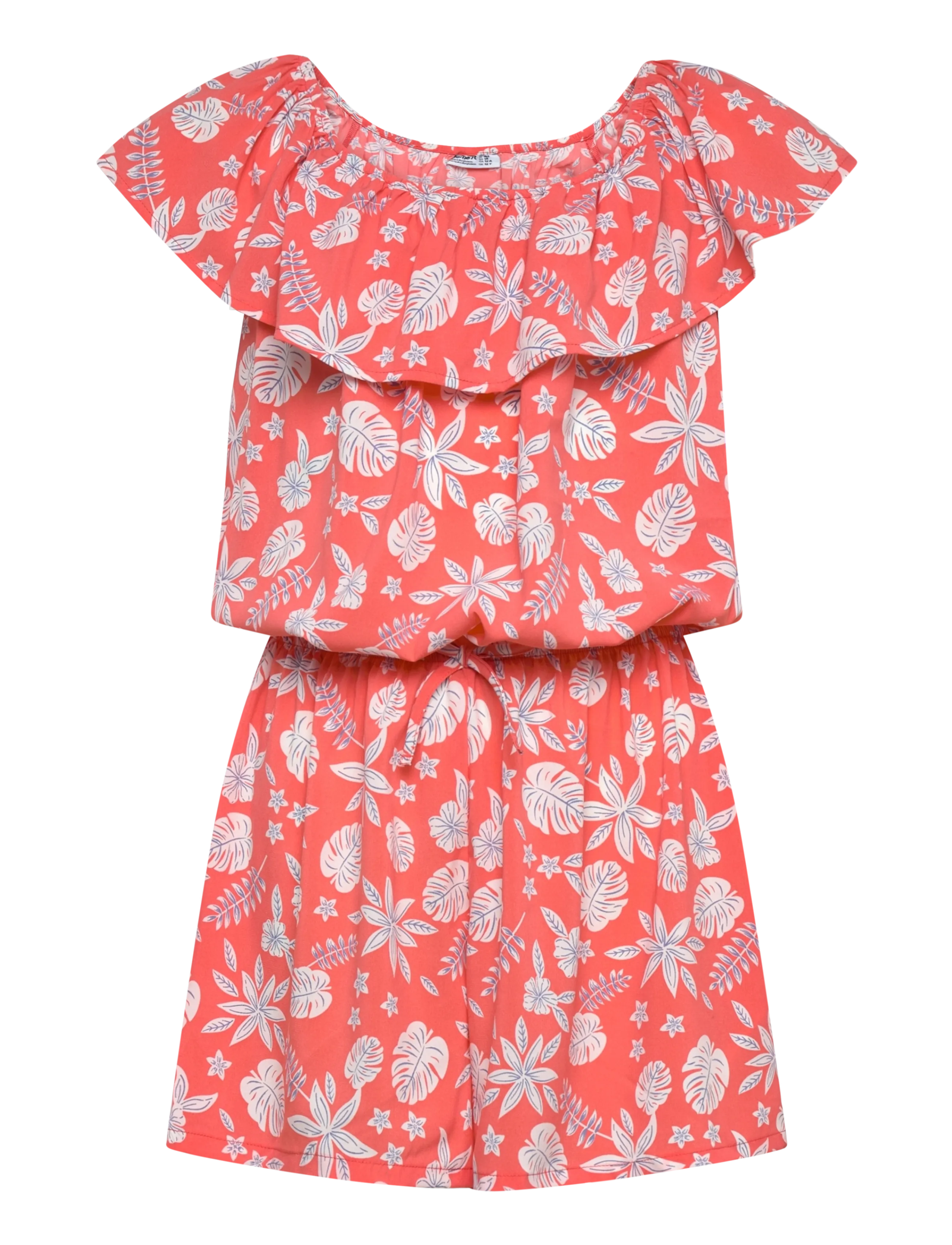 name it Nkfvinaya Ss Playsuit Fffff Noos, Børn, Flæse Playsuit, Koral, Str: 146