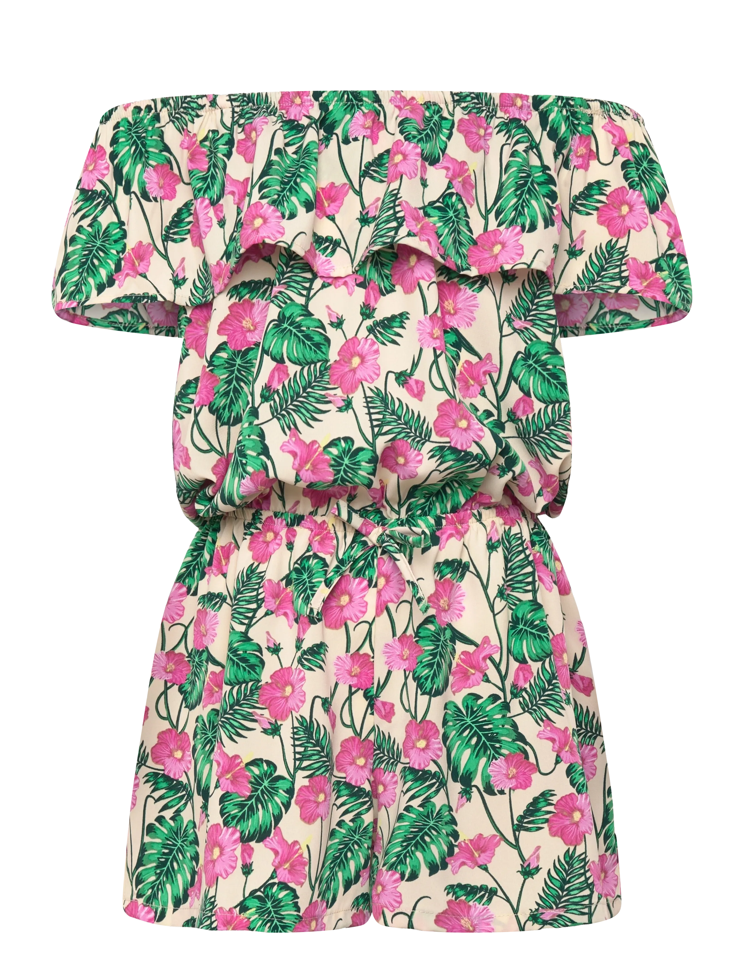 name it Nkfvinaya Ss Playsuit Fffff Noos, Børn, Flæse Playsuit, Cream, Str: 140