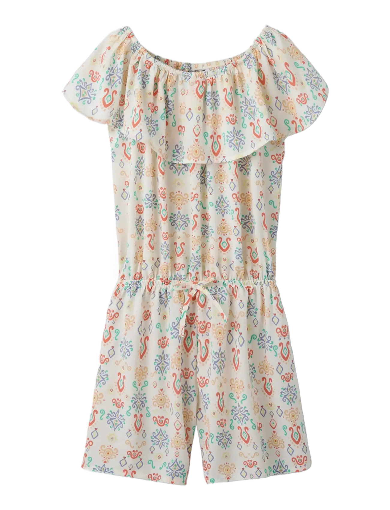 name it Nkfvinaya Ss Playsuit Fffff Noos, Børn, Flæse Playsuit, Cream, Str: 158