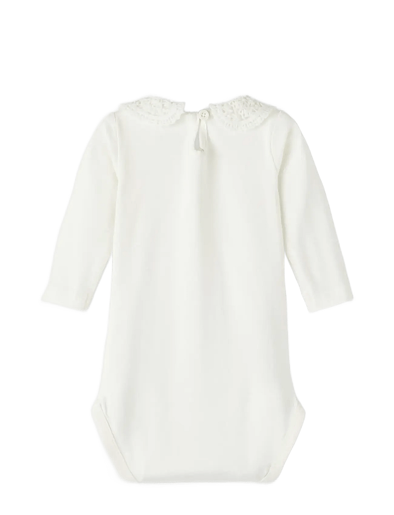 name it - NBFTYLLA LS BODY NOOS - ensfarvede langærmede bodyer - white alyssum - 2