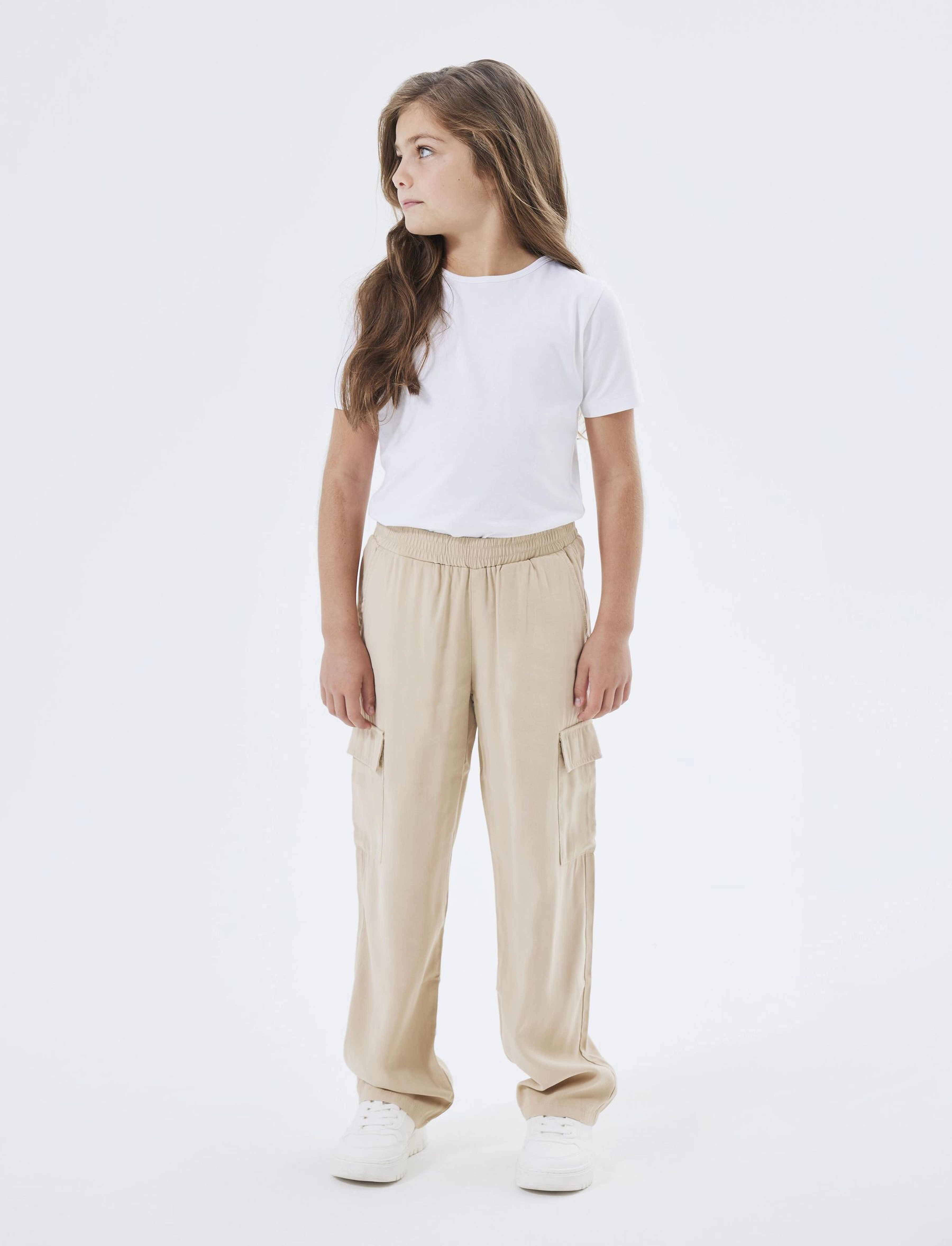 name it Nkfbella St Twi Cargo 8262-Bu Noos, Børn, Cargo Bukser, Beige, Str: 140