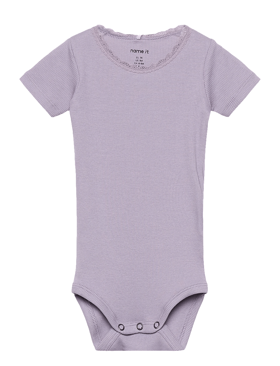 name it - NBFKAB SS BODY NOOS - lühikeste varrukatega bodid - lavender gray - 0
