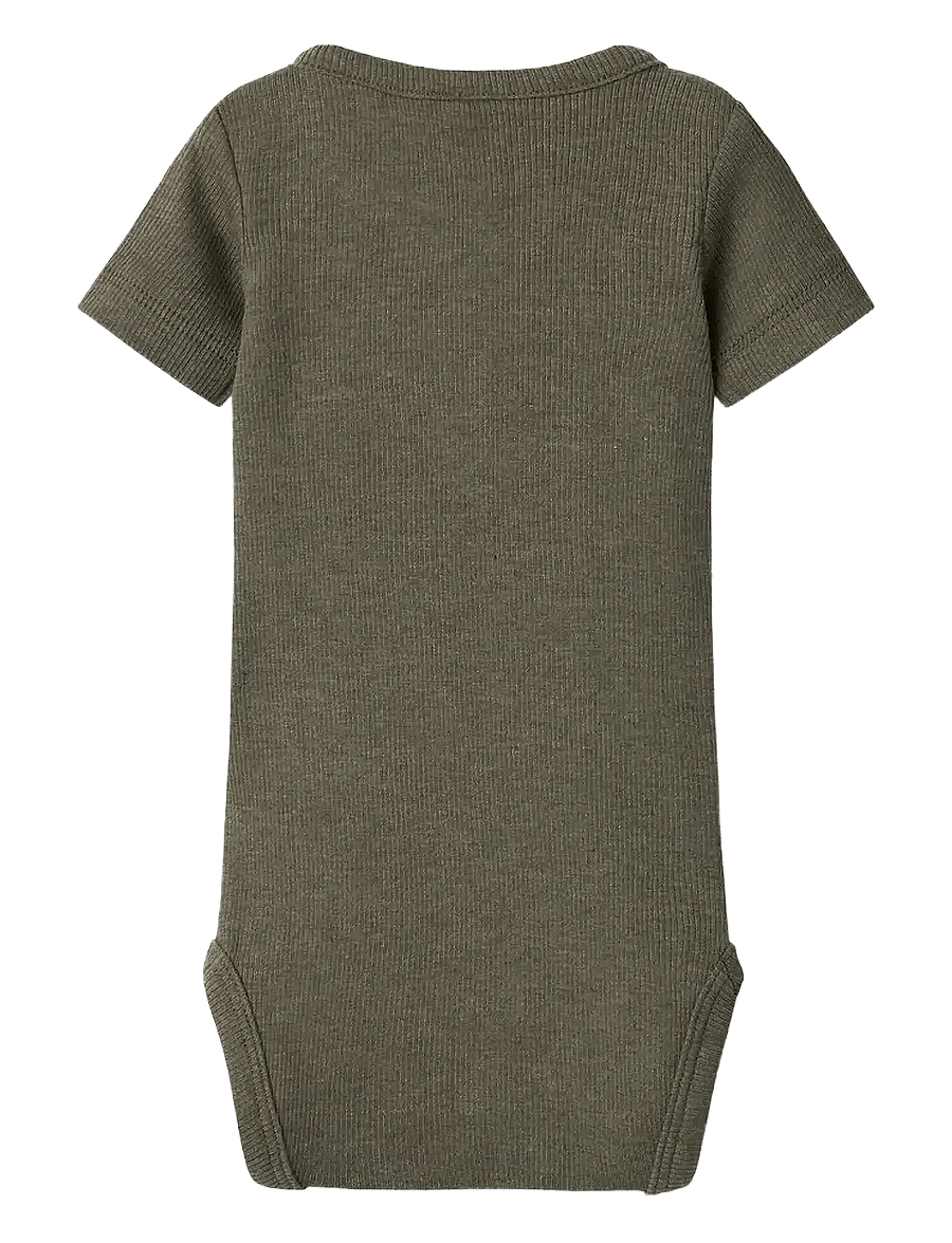 name it - NBMKAB SS BODY NOOS - kurzärmelige bodys - dusty olive - 1