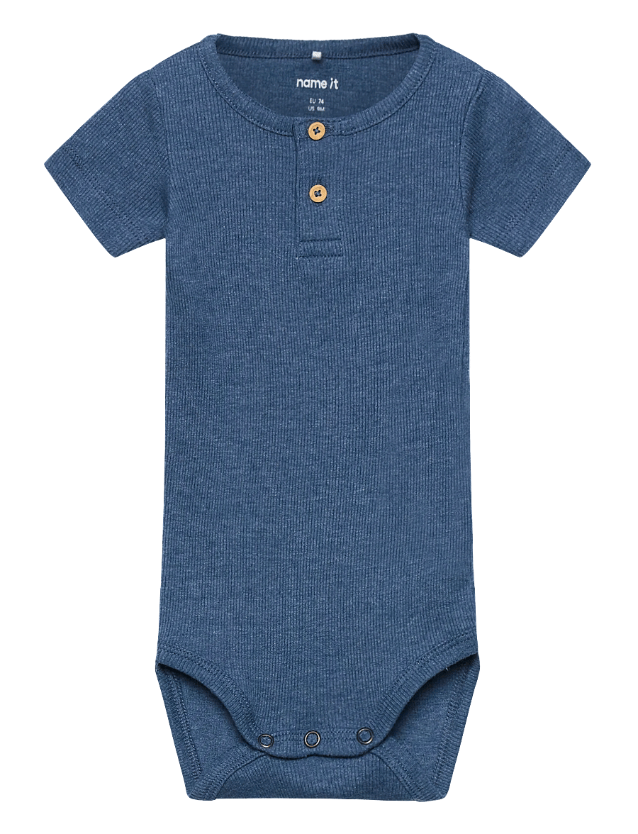 name it - NBMKAB SS BODY NOOS - kurzärmelige bodys - vintage indigo - 0