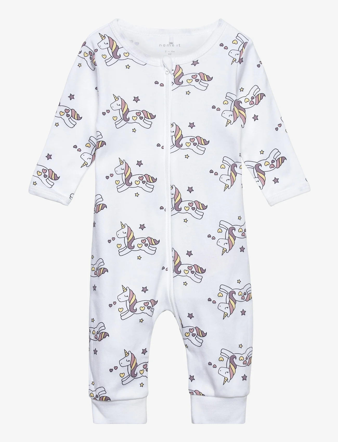 name it - NBFNIGHTSUIT ZIP UNICORN NOOS - pajacyki do spania - bright white - 0