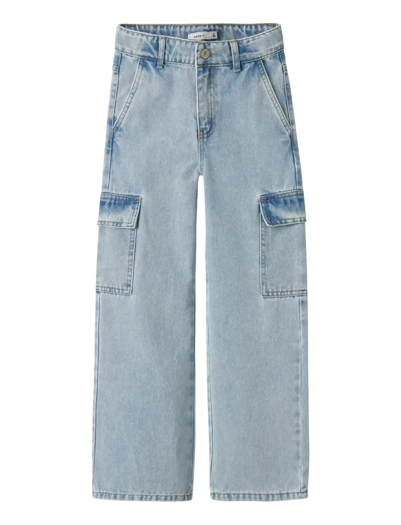 name it Nkfrose Wide Hw Cargo Jeans 6190-Bs Noos, Børn, Højtaljede Brede Cargo Jeans, Blå, Str: 152