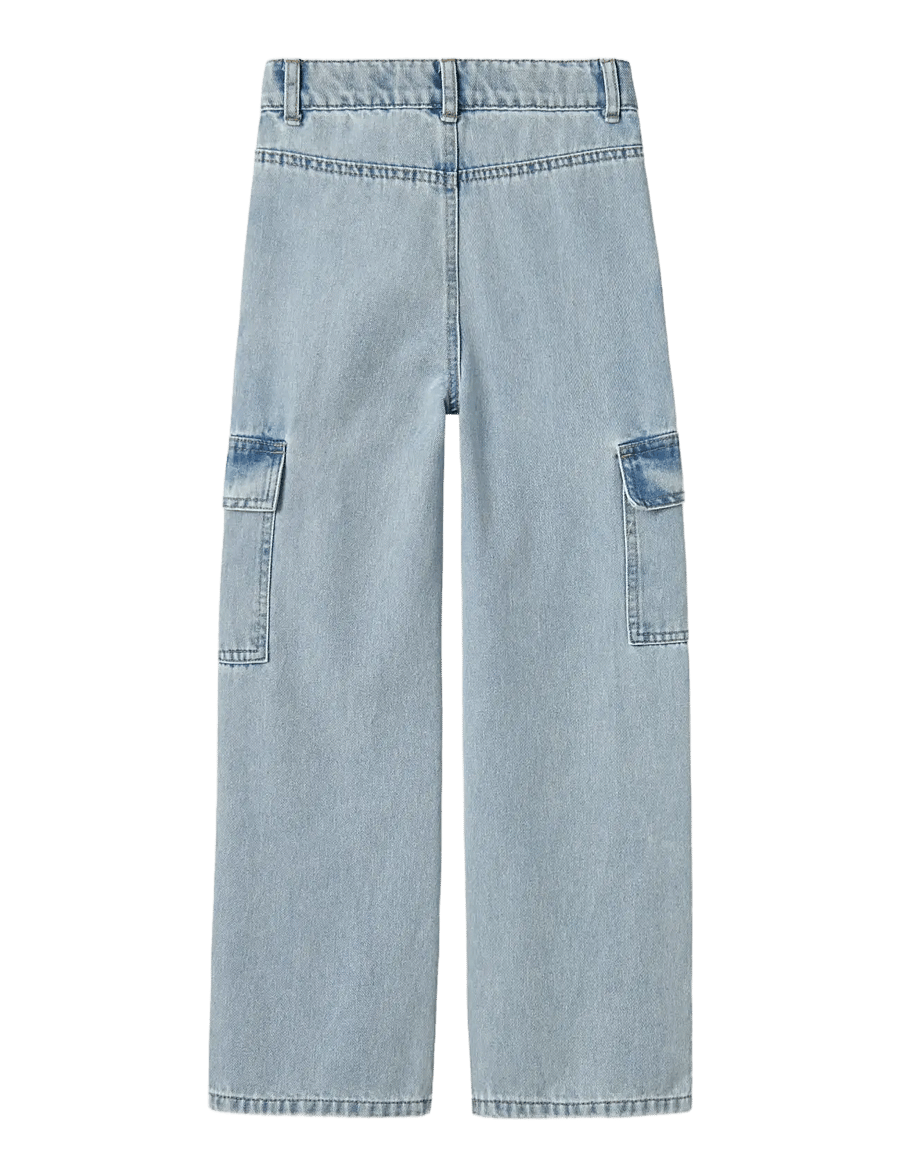 name it - NKFROSE WIDE HW CARGO JEANS 6190-BS NOOS - jeans met wijde pijpen - light blue bleached denim - 1