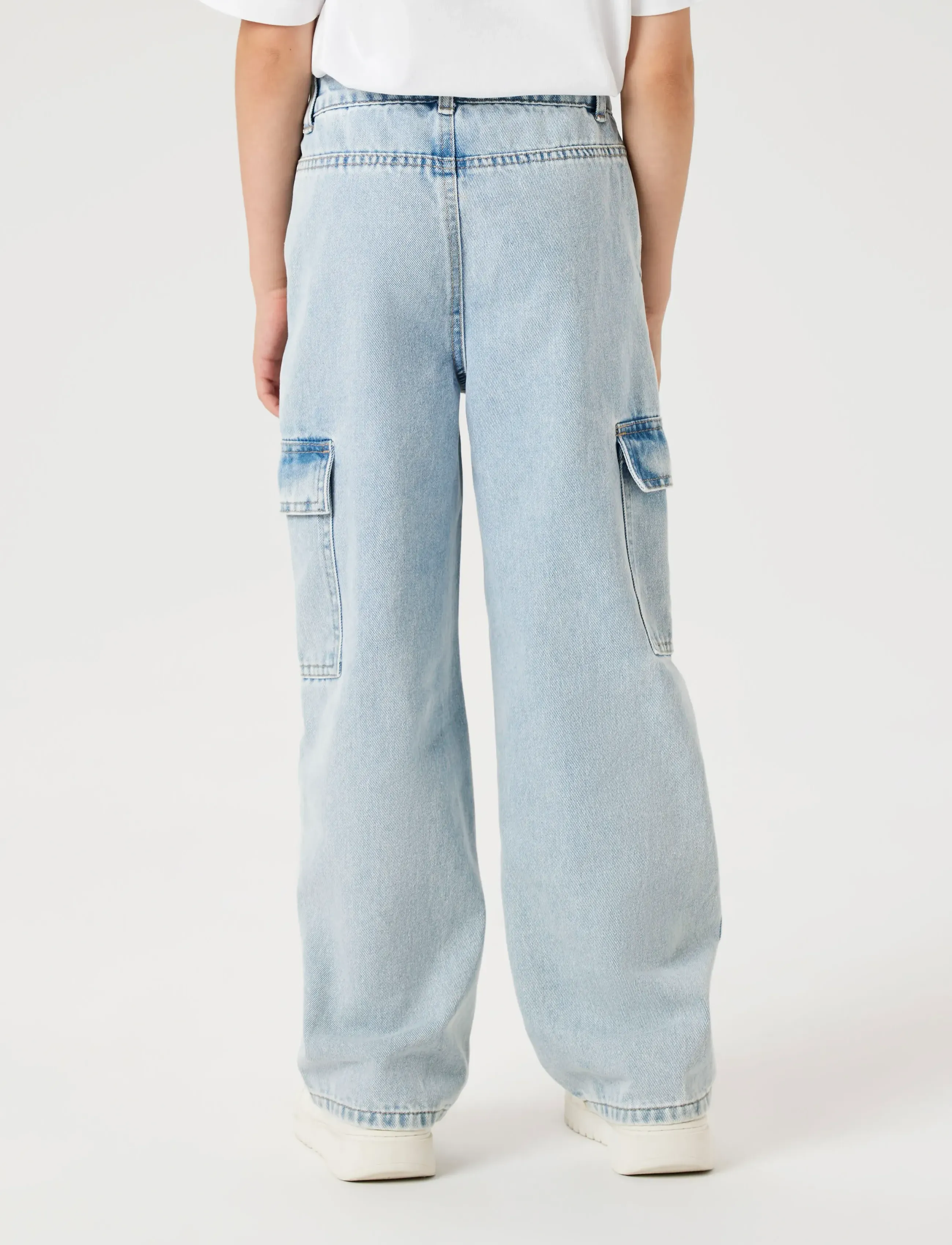 name it - NKFROSE WIDE HW CARGO JEANS 6190-BS NOOS - wide leg jeans - light blue bleached denim - 2