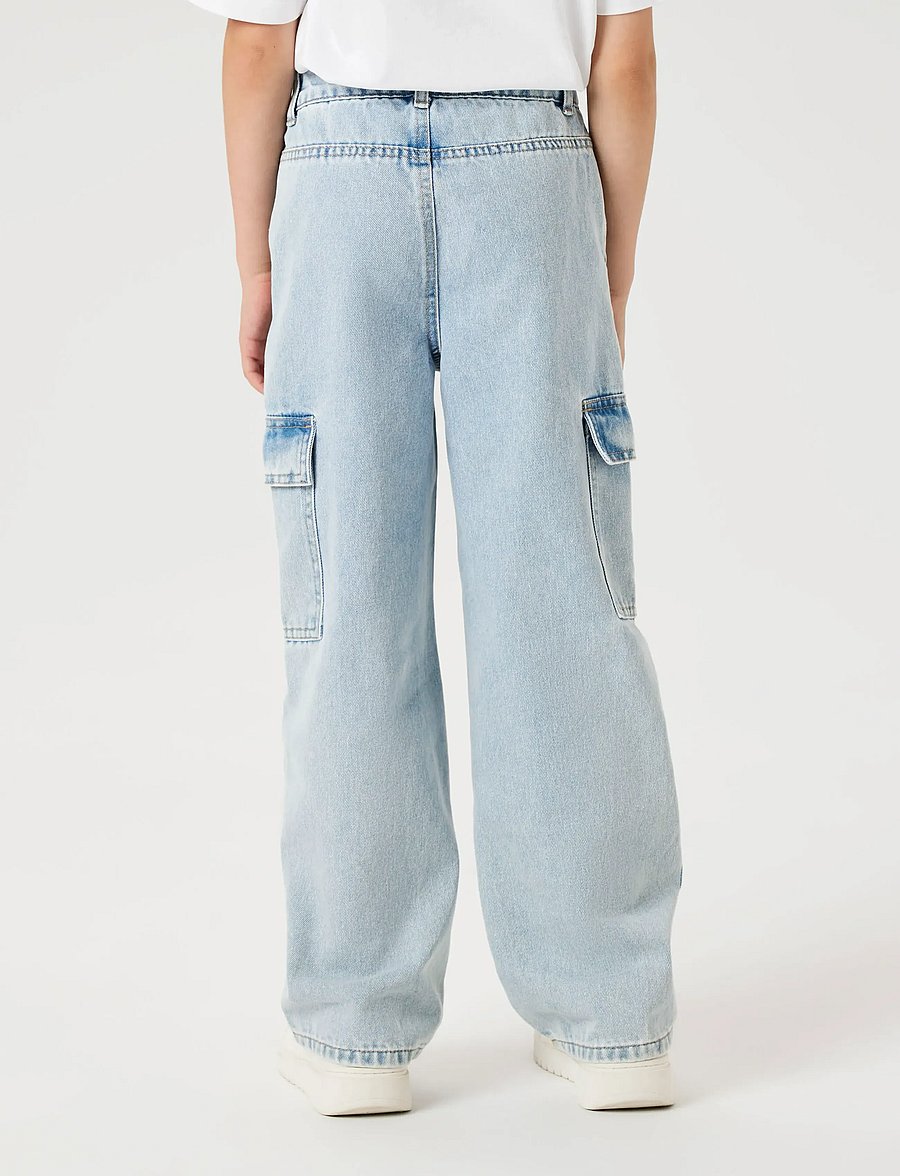 name it - NKFROSE WIDE HW CARGO JEANS 6190-BS NOOS - jeans met wijde pijpen - light blue bleached denim - 2