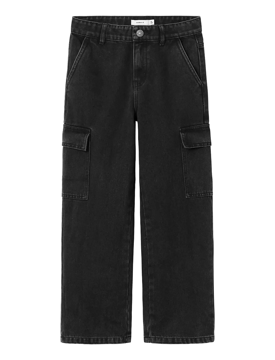 name it - NKFROSE WIDE HW CARGO JEANS 6190-BS NOOS - hosen mit weitem bein - black - 1