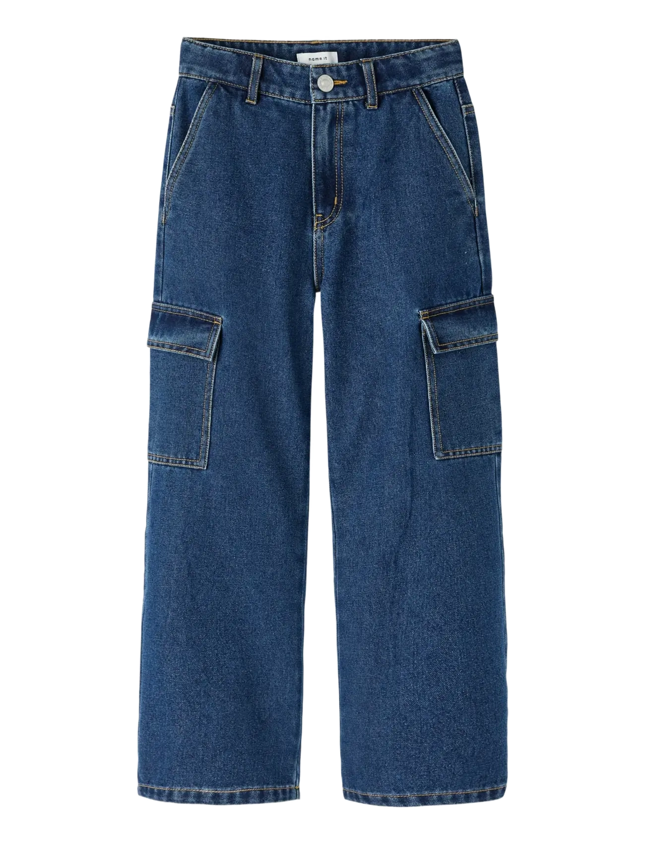 Dark Blue Denim Rose Wide Cargo Jeans Noos str. 128
