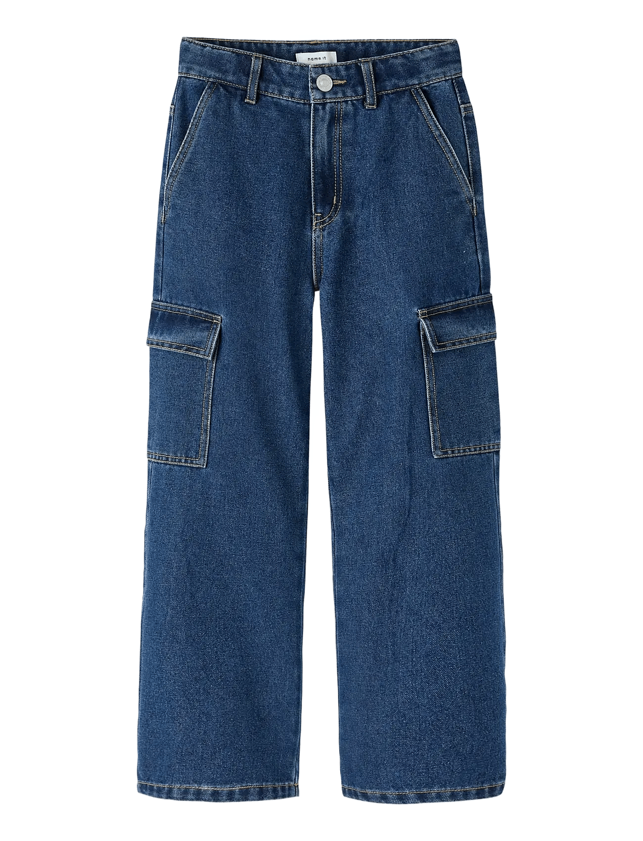 Dark Blue Denim Rose Wide Cargo Jeans Noos str. 128
