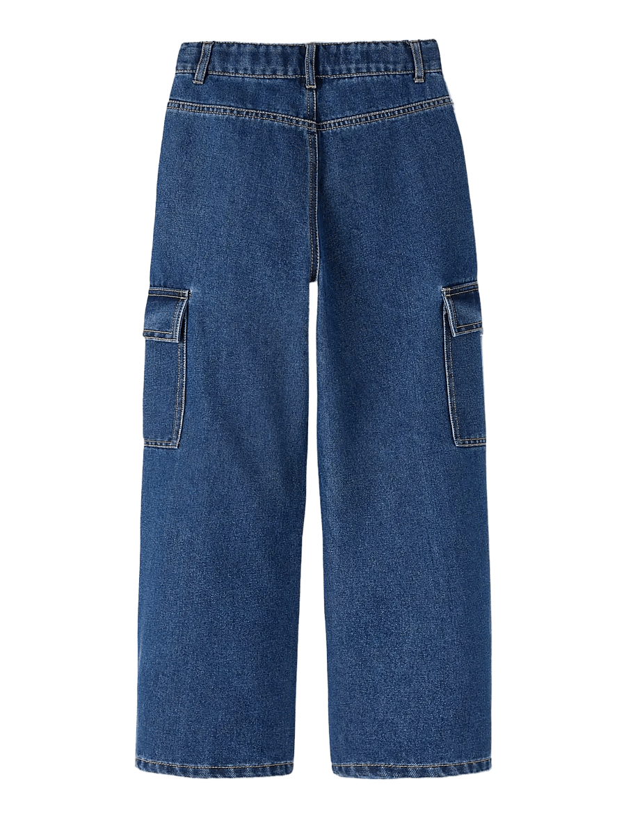 name it - NKFROSE WIDE HW CARGO JEANS 6190-BS NOOS - brede jeans - dark blue denim - 2