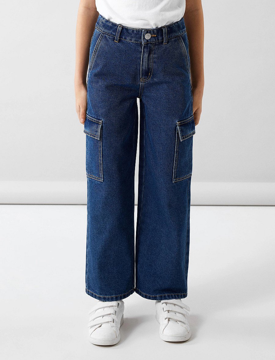 name it - NKFROSE WIDE HW CARGO JEANS 6190-BS NOOS - brede jeans - dark blue denim - 0