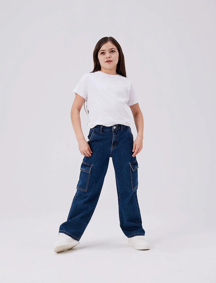 name it - NKFROSE WIDE HW CARGO JEANS 6190-BS NOOS - brede jeans - dark blue denim - 3