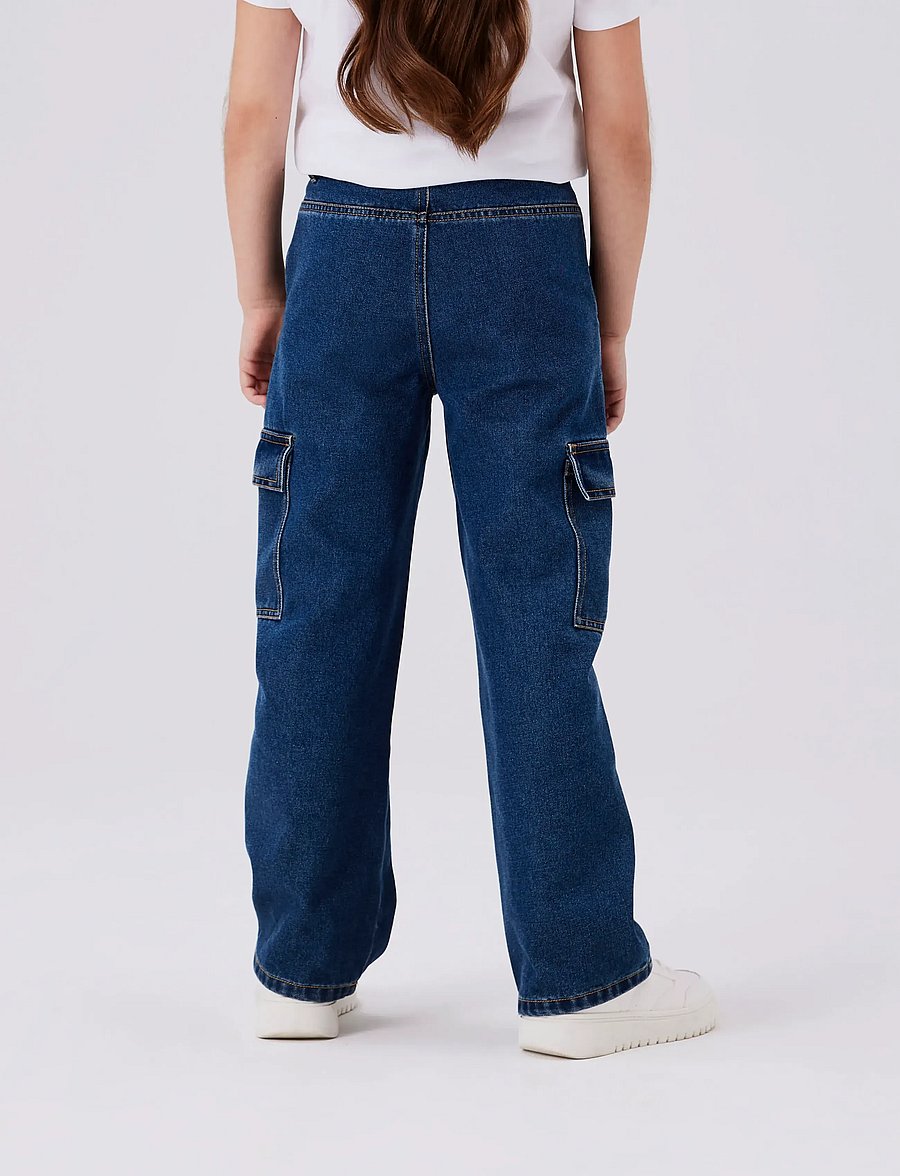 name it - NKFROSE WIDE HW CARGO JEANS 6190-BS NOOS - brede jeans - dark blue denim - 4