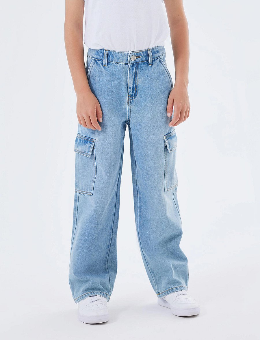 name it - NKFROSE WIDE HW CARGO JEANS 6190-BS NOOS - brede jeans - light blue denim - 0