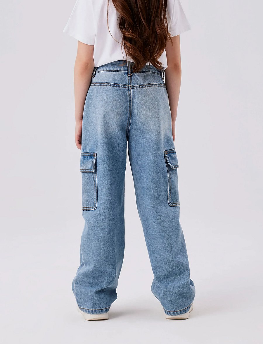 name it - NKFROSE WIDE HW CARGO JEANS 6190-BS NOOS - brede jeans - light blue denim - 3