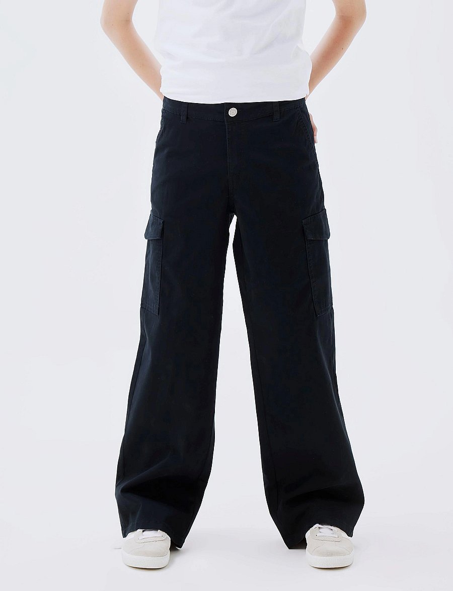 name it - NKFROSE WIDE TWILL CARGO 8108-BA NOOS - cargobukser - black - 0