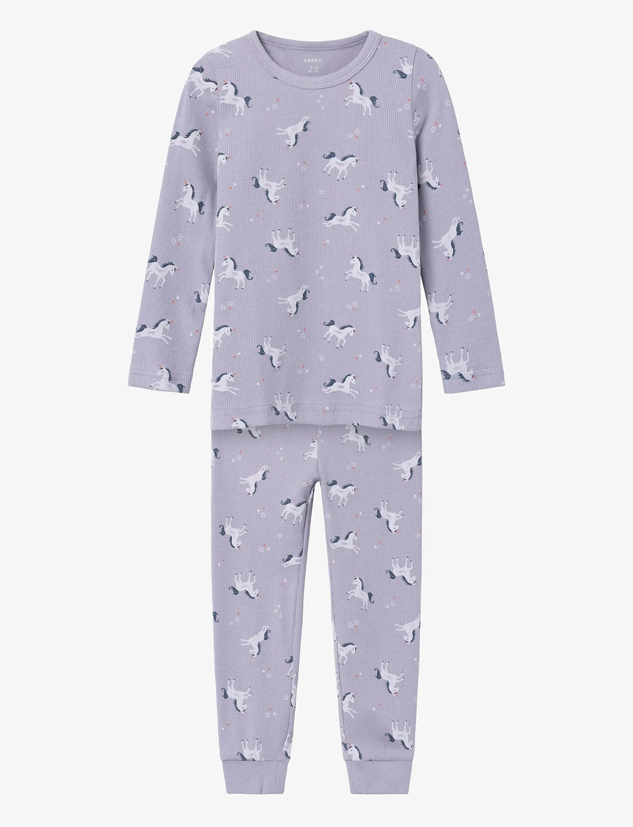 name it - NMFNIGHTSET LAVENDER UNICORN RIB NOOS - pyjama-sets - lavender aura - 0