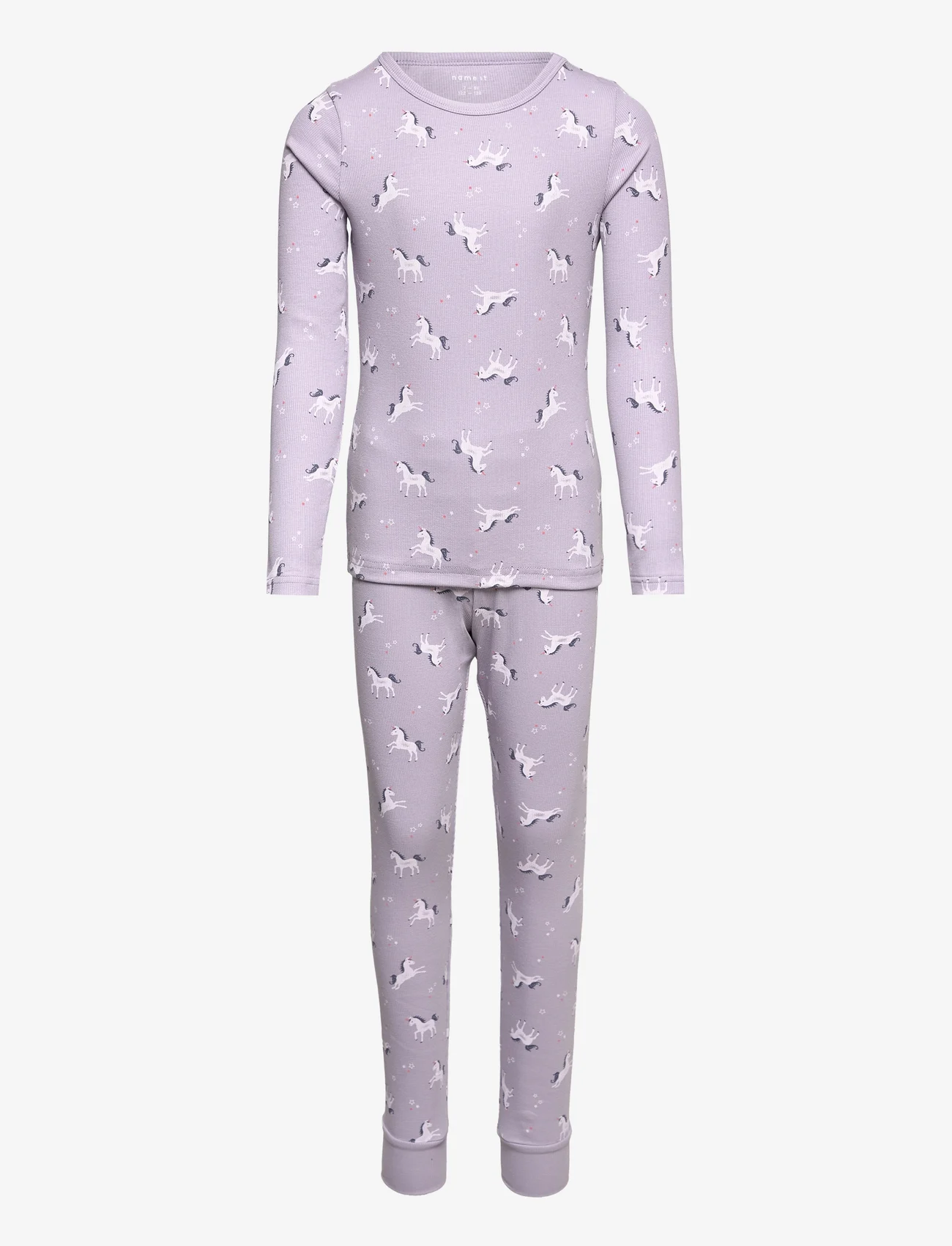 name it - NMFNIGHTSET LAVENDER UNICORN RIB NOOS - pyjamasset - lavender aura - 0