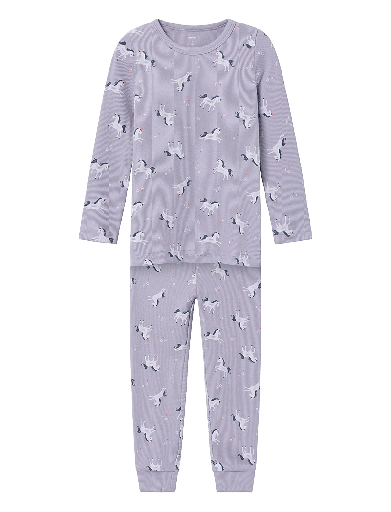 name it - NMFNIGHTSET LAVENDER UNICORN RIB NOOS - pyjama-sets - lavender aura - 0