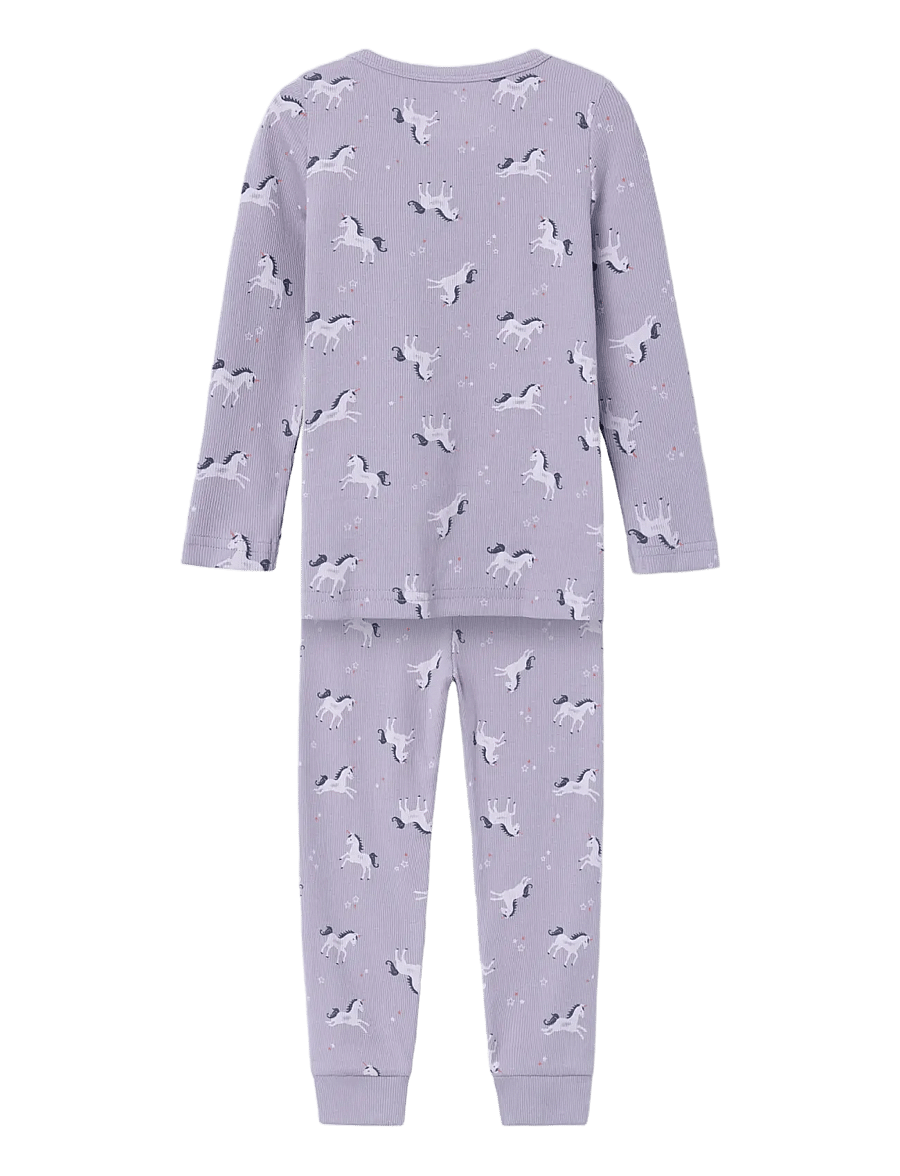 name it - NMFNIGHTSET LAVENDER UNICORN RIB NOOS - pyjama-sets - lavender aura - 1