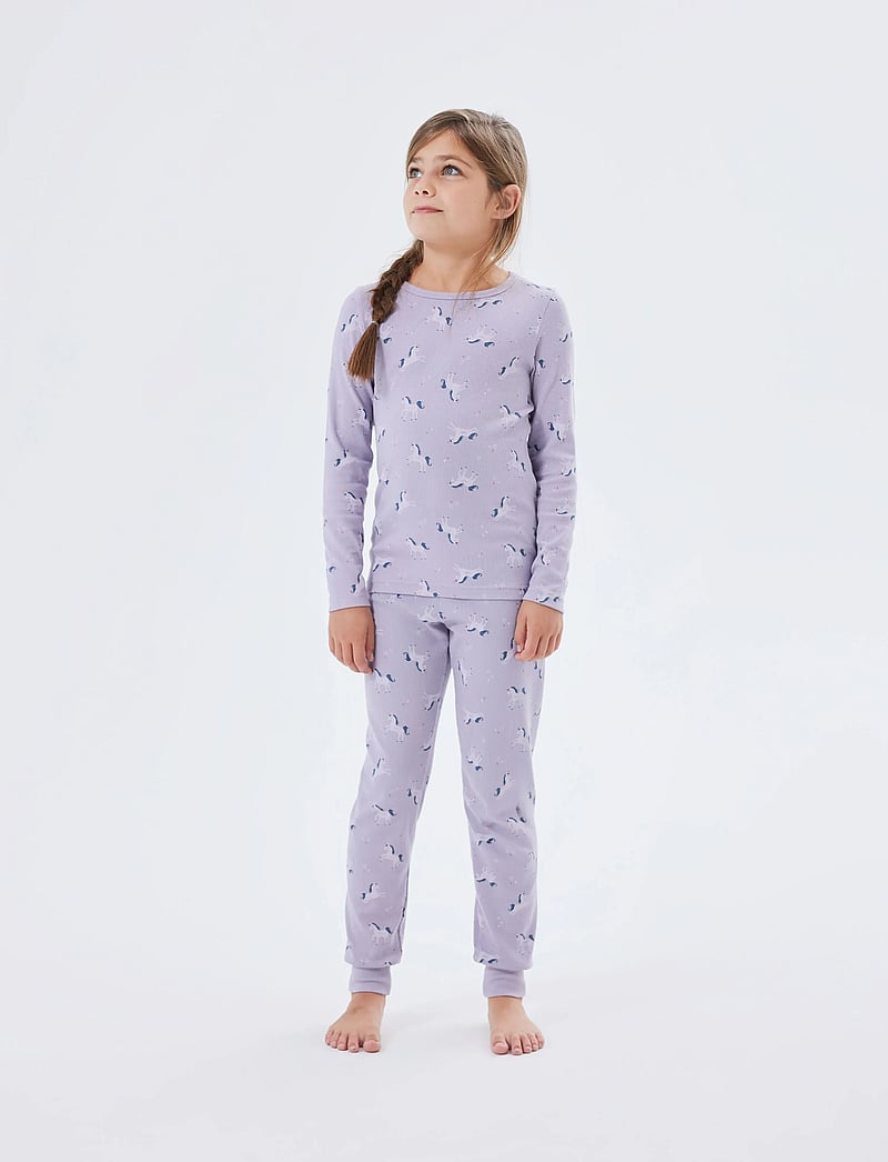 name it - NMFNIGHTSET LAVENDER UNICORN RIB NOOS - pyjama-sets - lavender aura - 3