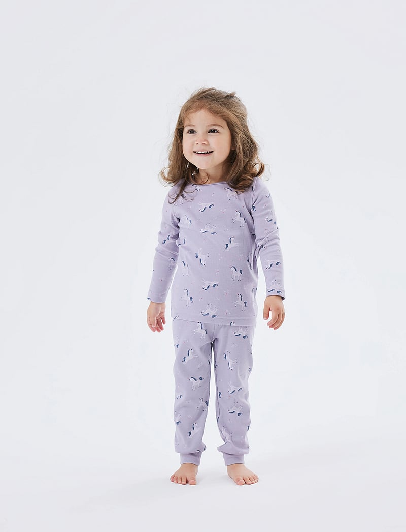 name it - NMFNIGHTSET LAVENDER UNICORN RIB NOOS - pyjama-sets - lavender aura - 2