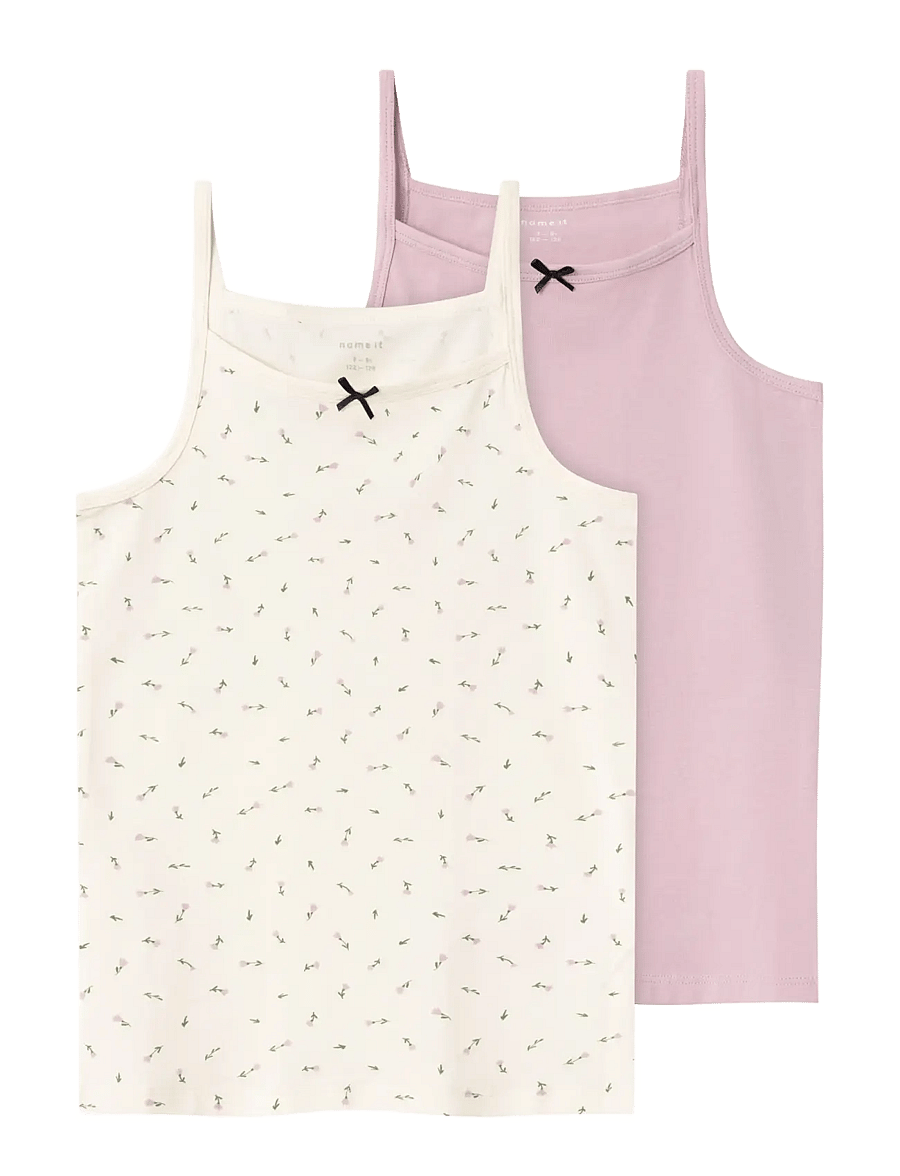 name it - NKFSTRAP TOP 2P BUTTERCREAM FLORAL NOOS - tank tops - buttercream - 0