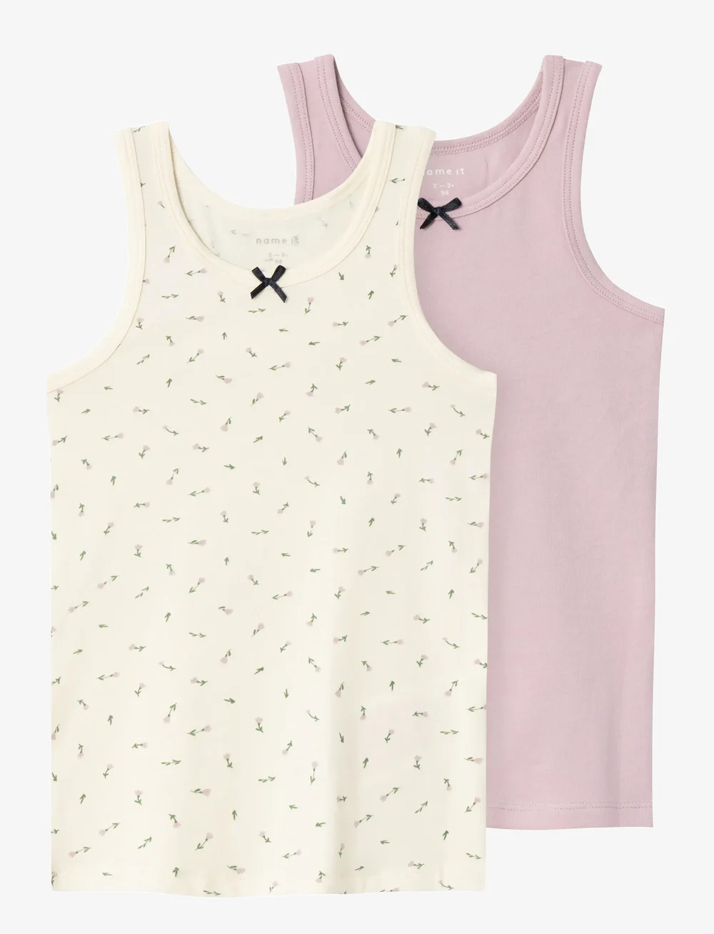 name it - NMFTANK TOP 2P BUTTERCREAM FLORAL NOOS - oberteile - buttercream - 0