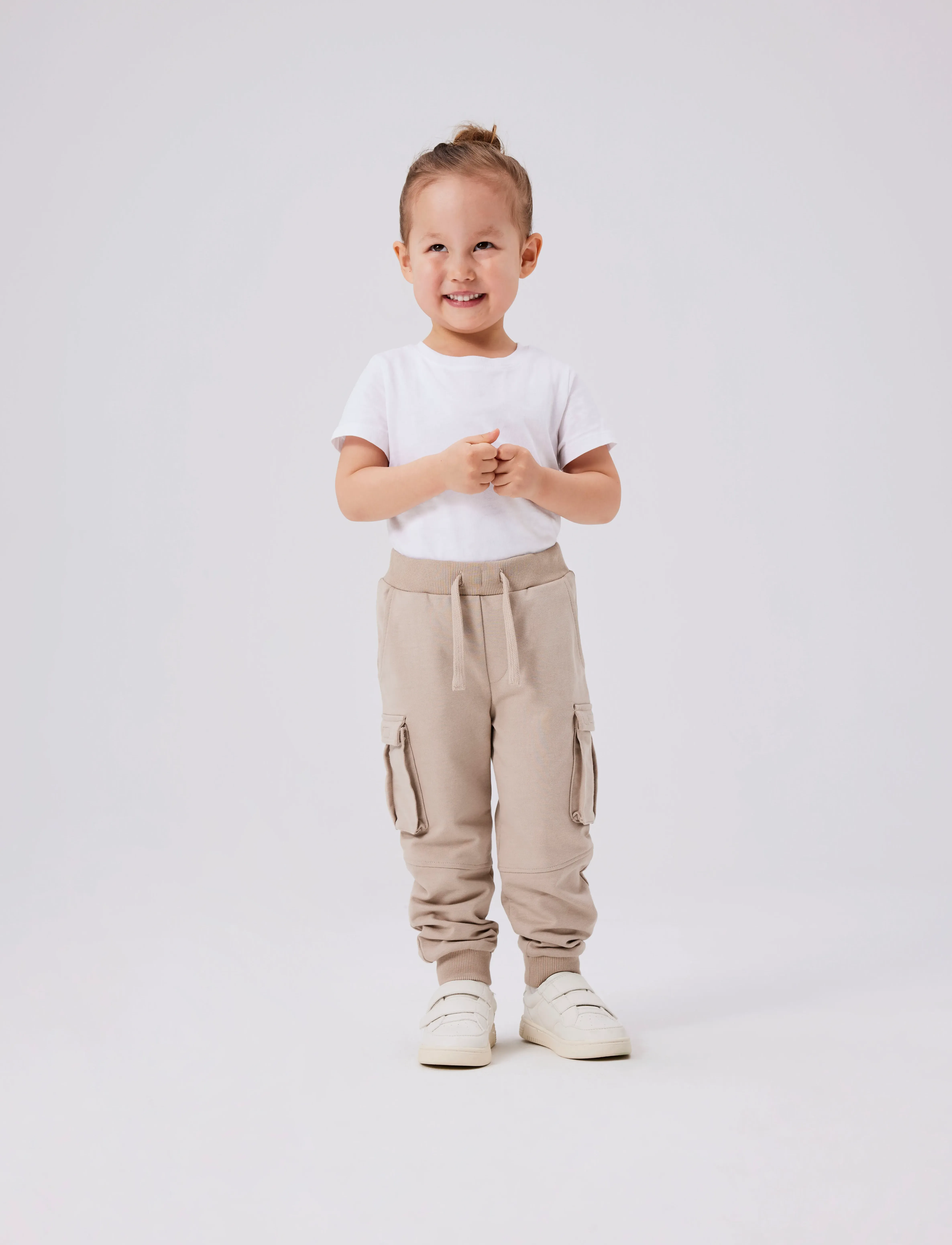 name it Nmnoli Sweat Pant Unb Noos, Børn, Sweat Cargo Bukser, Cream, Str: 80