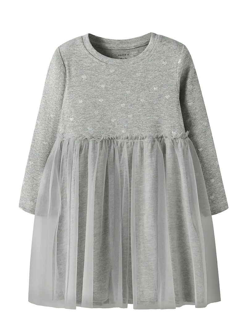 name it - NMFNADJA LS DRESS NOOS - langärmelige babykleider - grey melange - 0