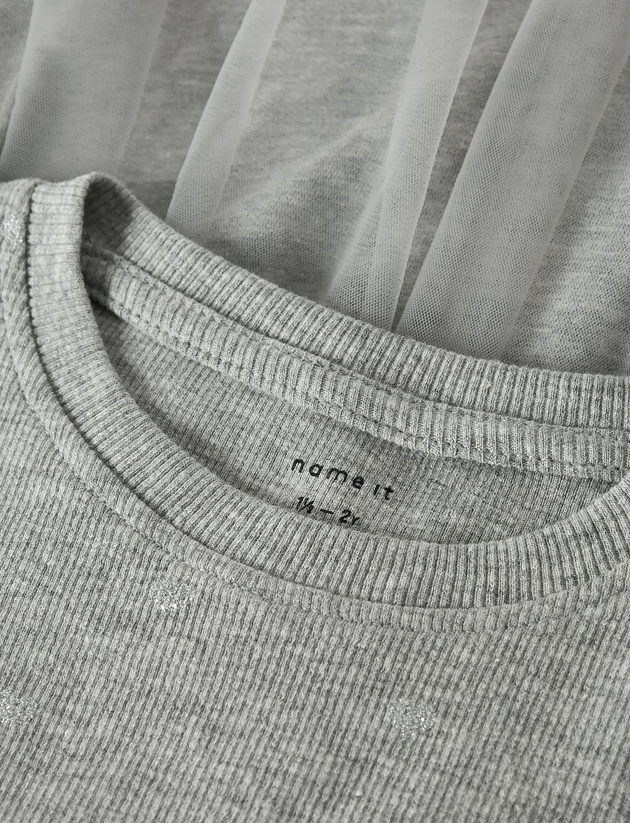 name it - NMFNADJA LS DRESS NOOS - mazuļu kleitas ar garām piedurknēm - grey melange - 2
