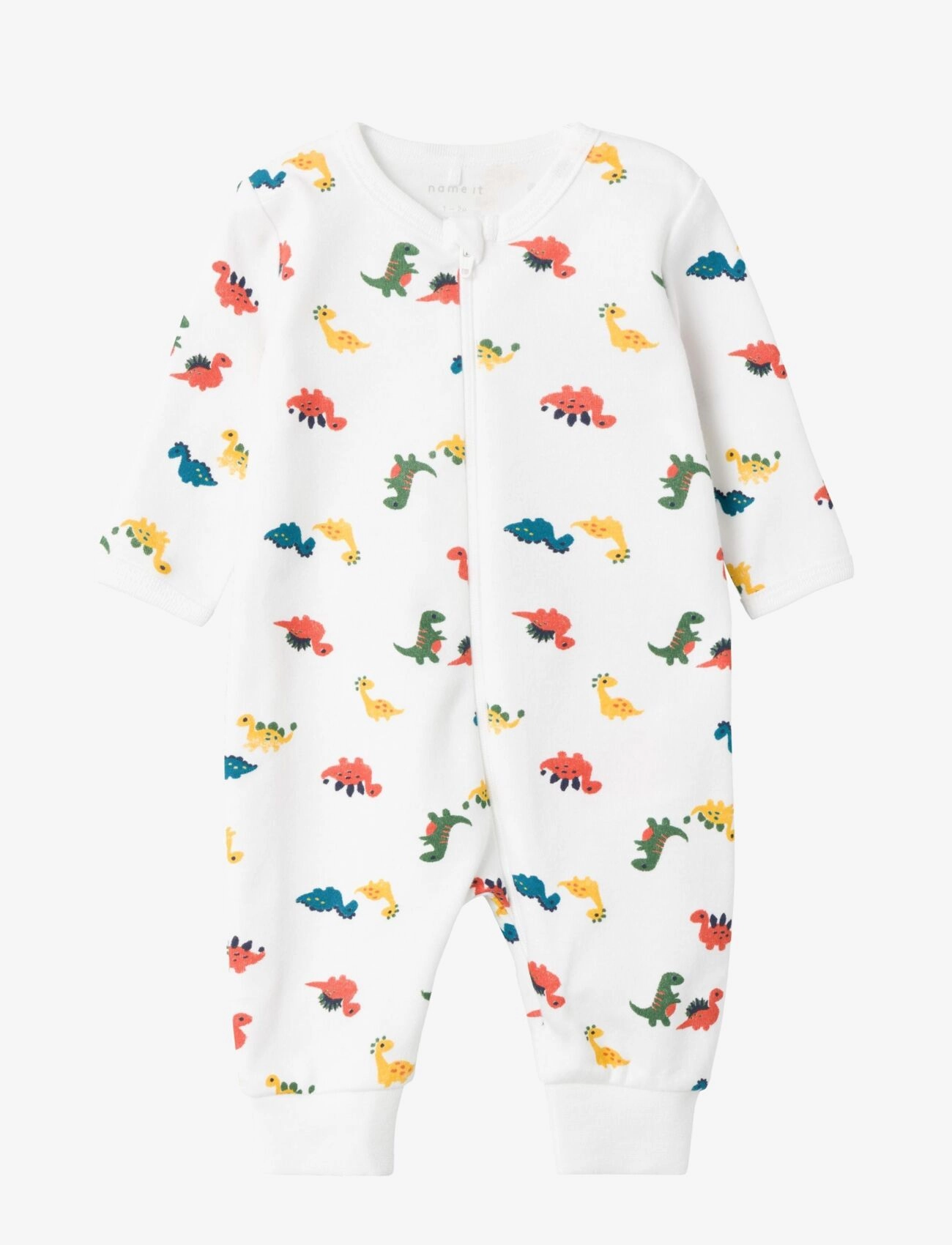 name it - NBMNIGHTSUIT ZIP BRIGHT WHITE DINO - bright white - 1