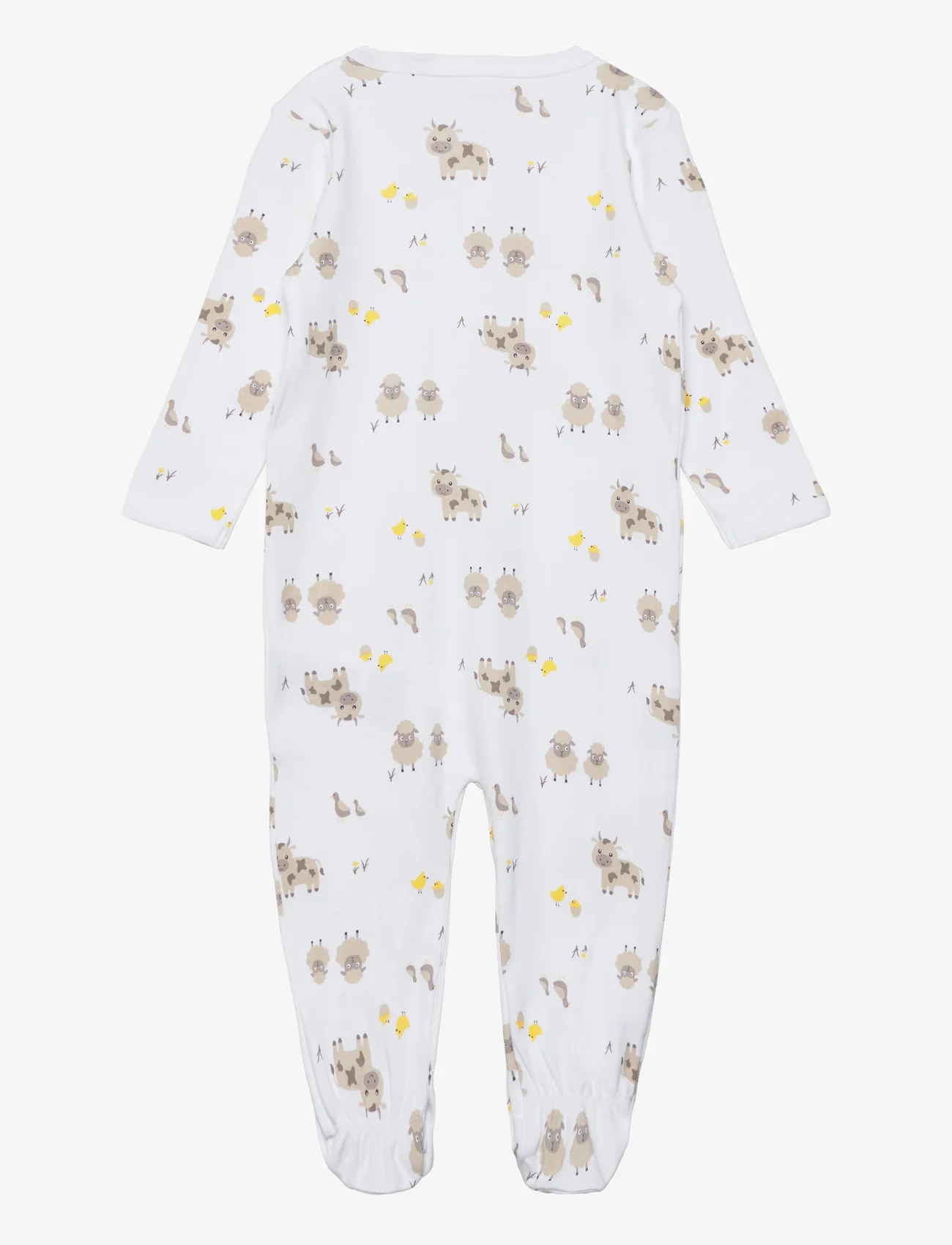 name it - NBNNIGHTSUIT W/F FARM ANIMALS NOOS - sleeping overalls - bright white - 1