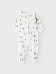 name it - NBNNIGHTSUIT W/F FARM ANIMALS NOOS - sleeping overalls - bright white - 3